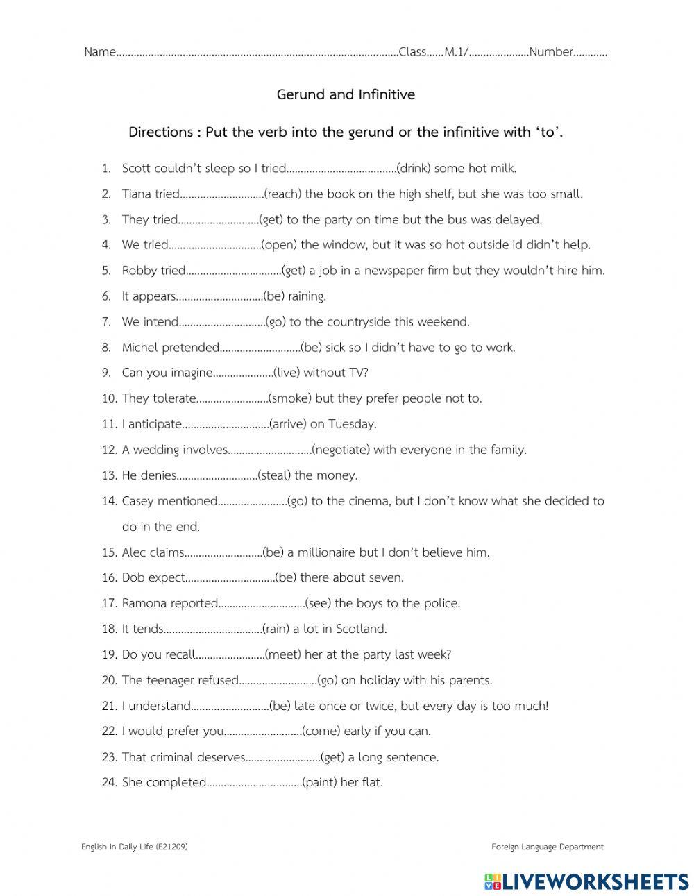 Gerund and Infinitive