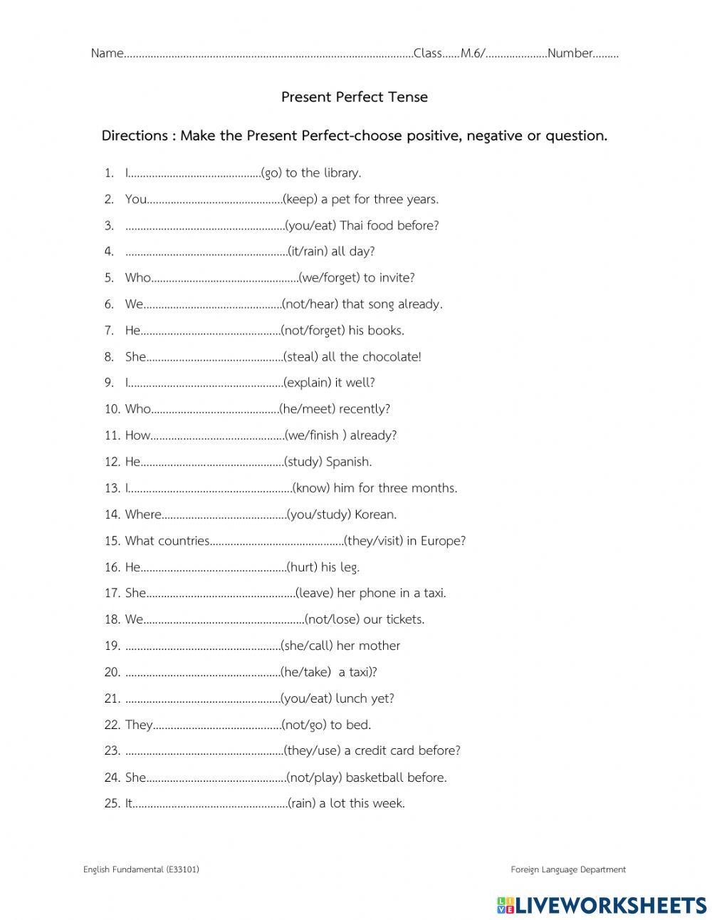 Present Perfect Tense