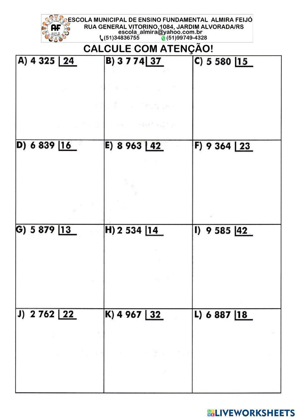 Divisão 2 algarismos