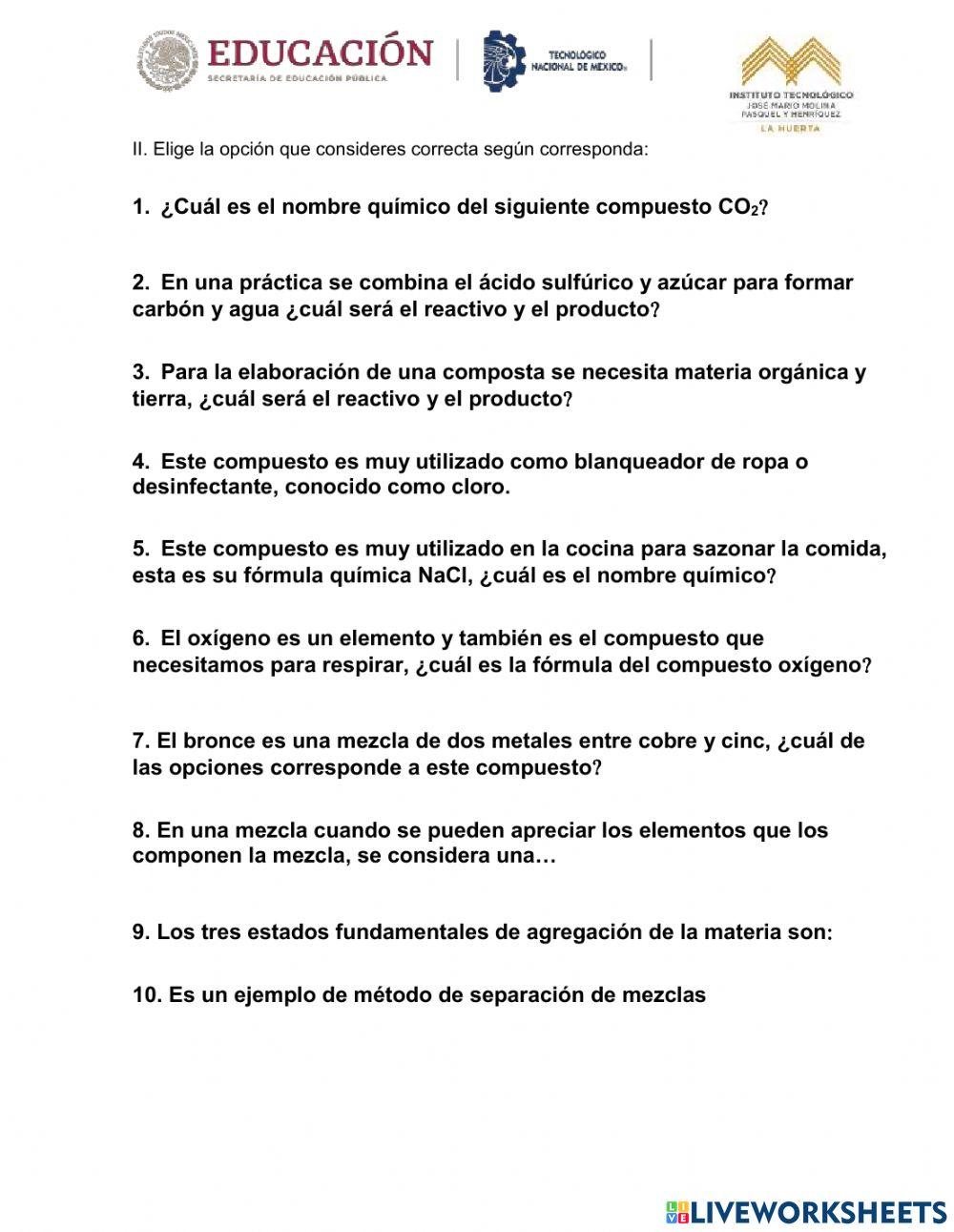 Diagnostico de Química