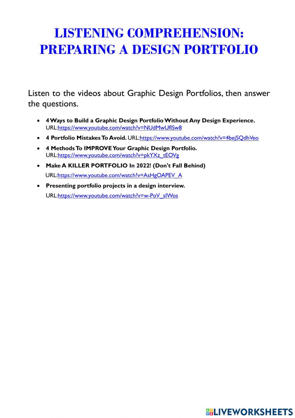 Listening Comprehension: Preparing a Design Portfolio