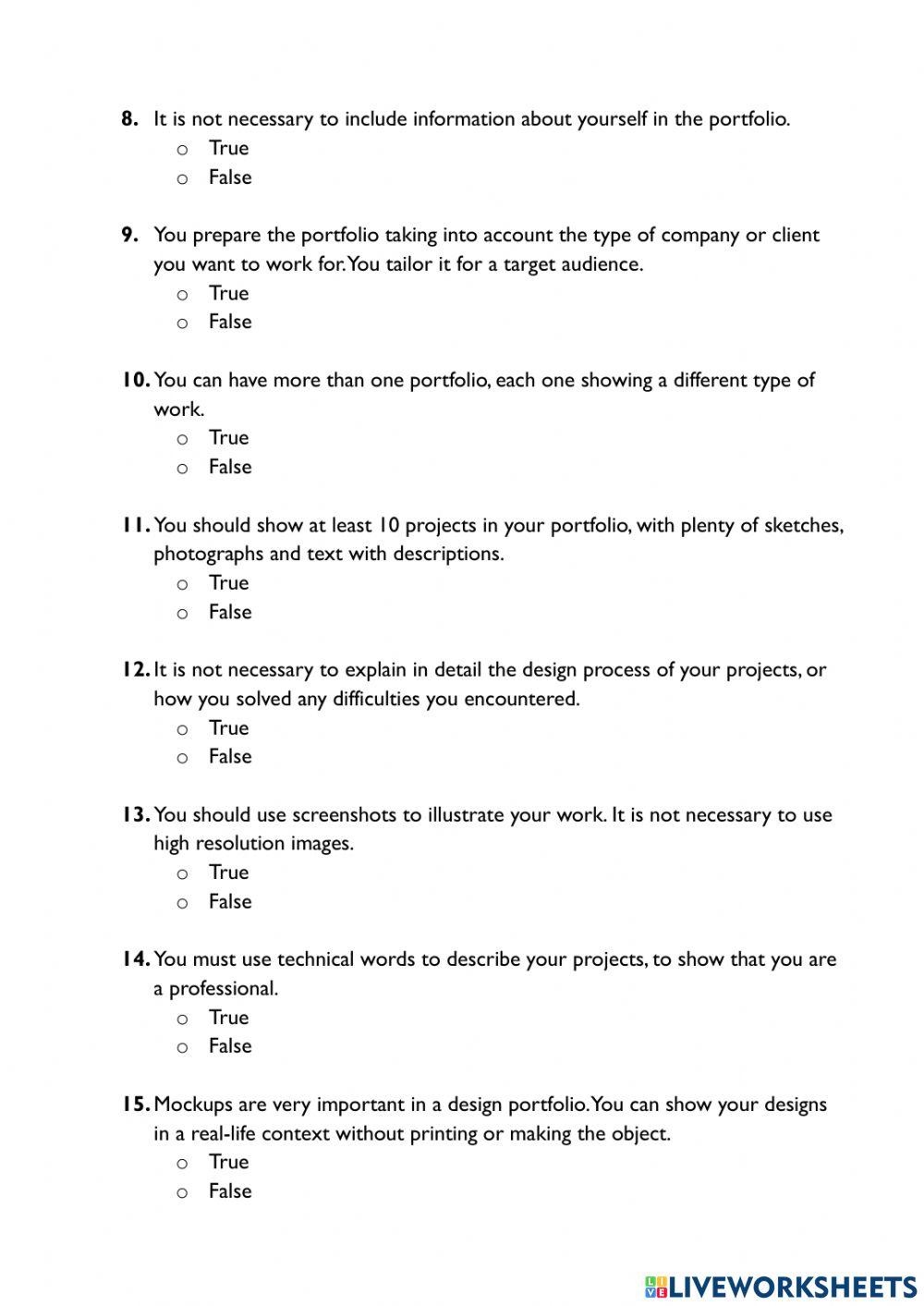 Listening Comprehension: Preparing a Design Portfolio