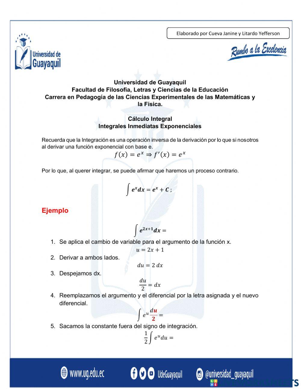 Integrales Inmediatas Exponenciales