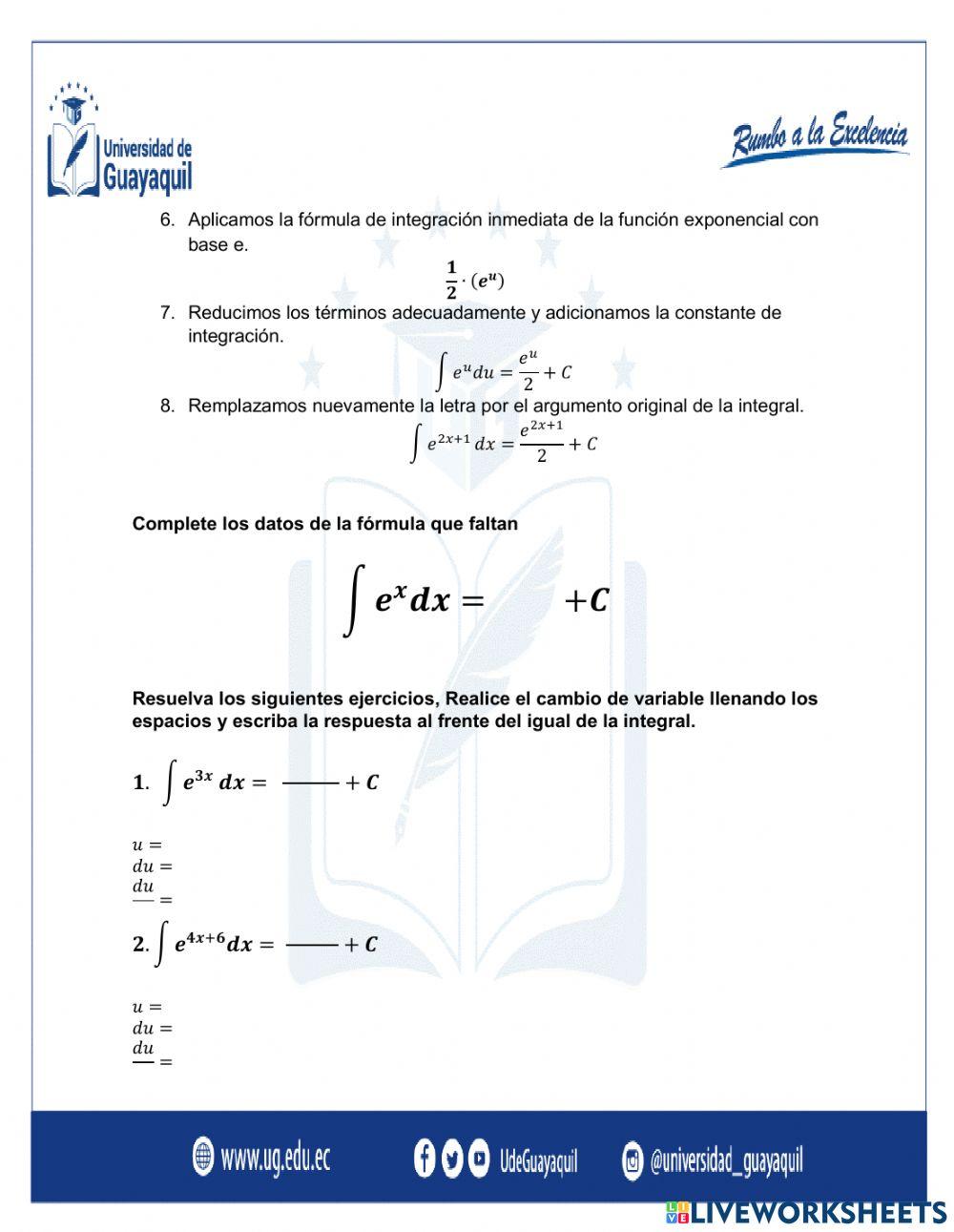 Integrales Inmediatas Exponenciales