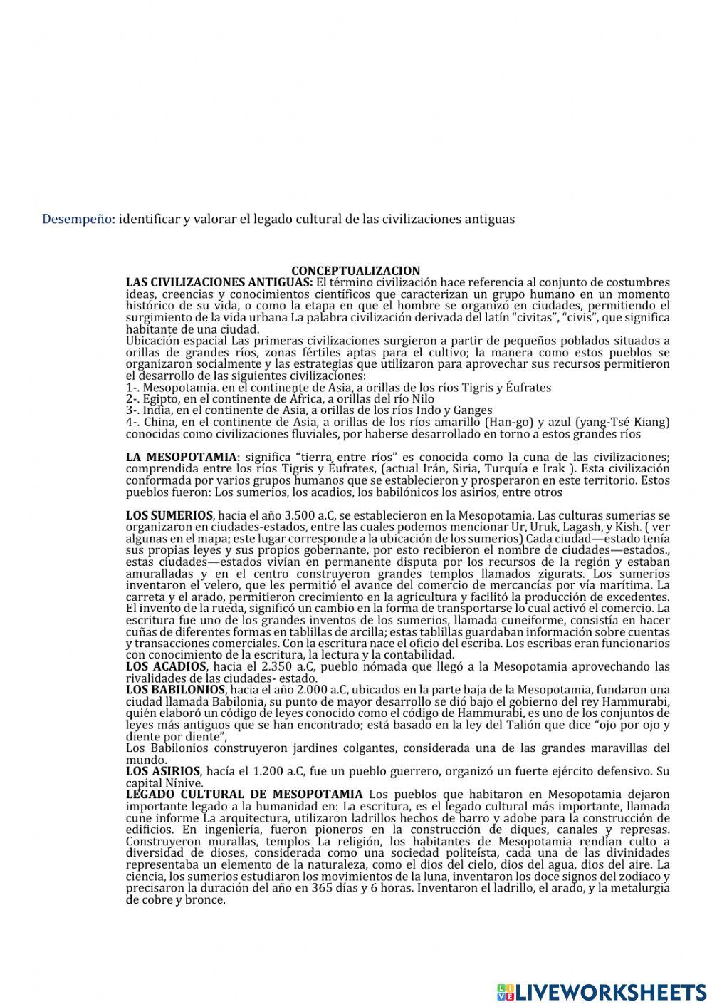 Las civilizaciones antiguas