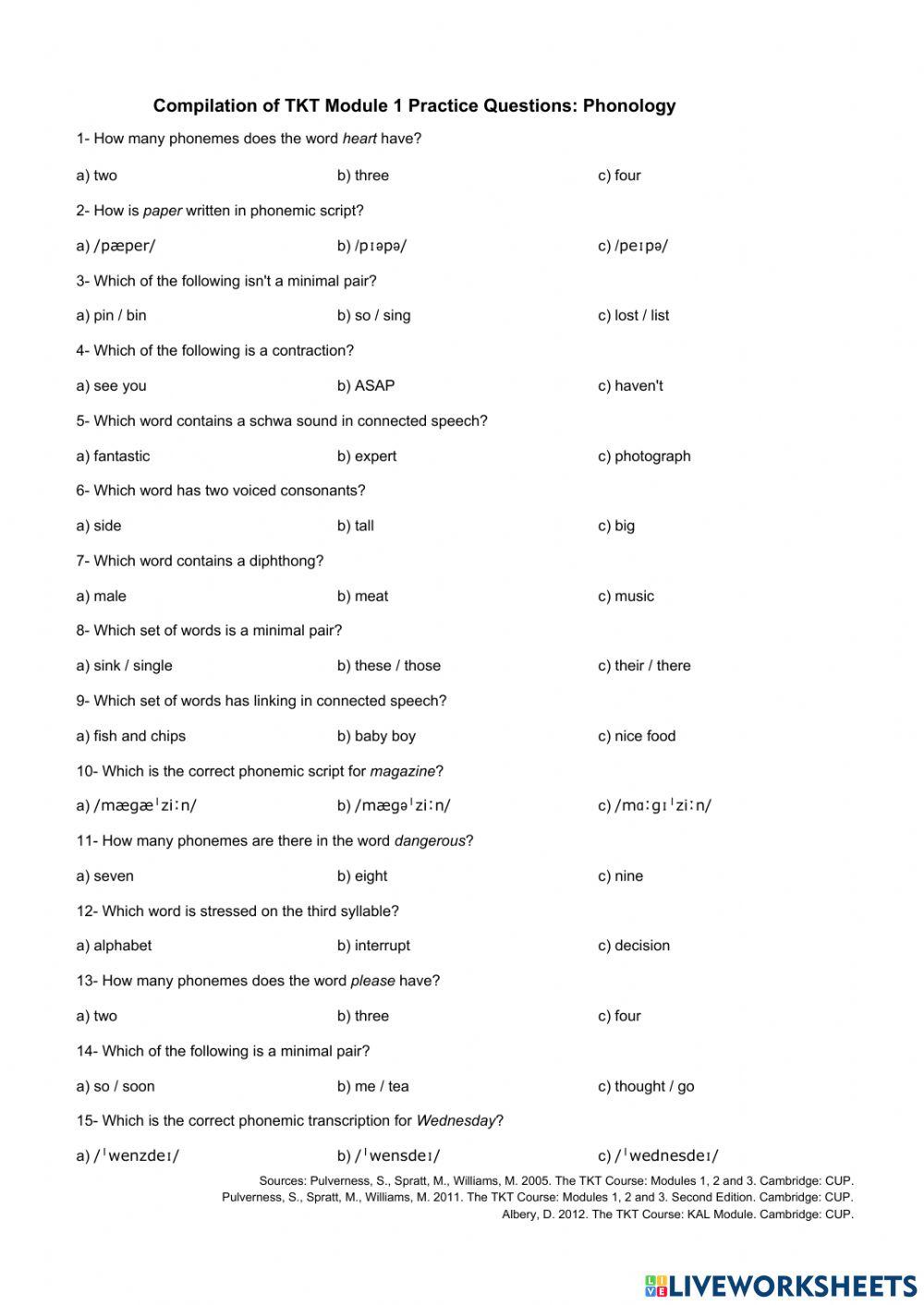 Phonology for teachers – TKT