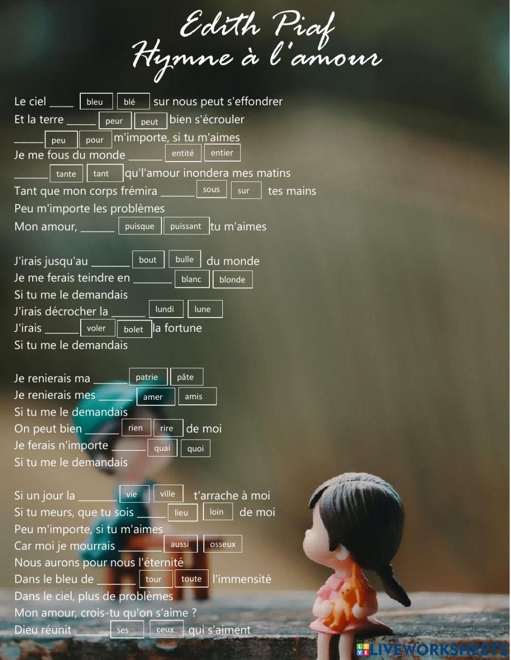 Edith Piaf - Hymne à l'amour - chanson