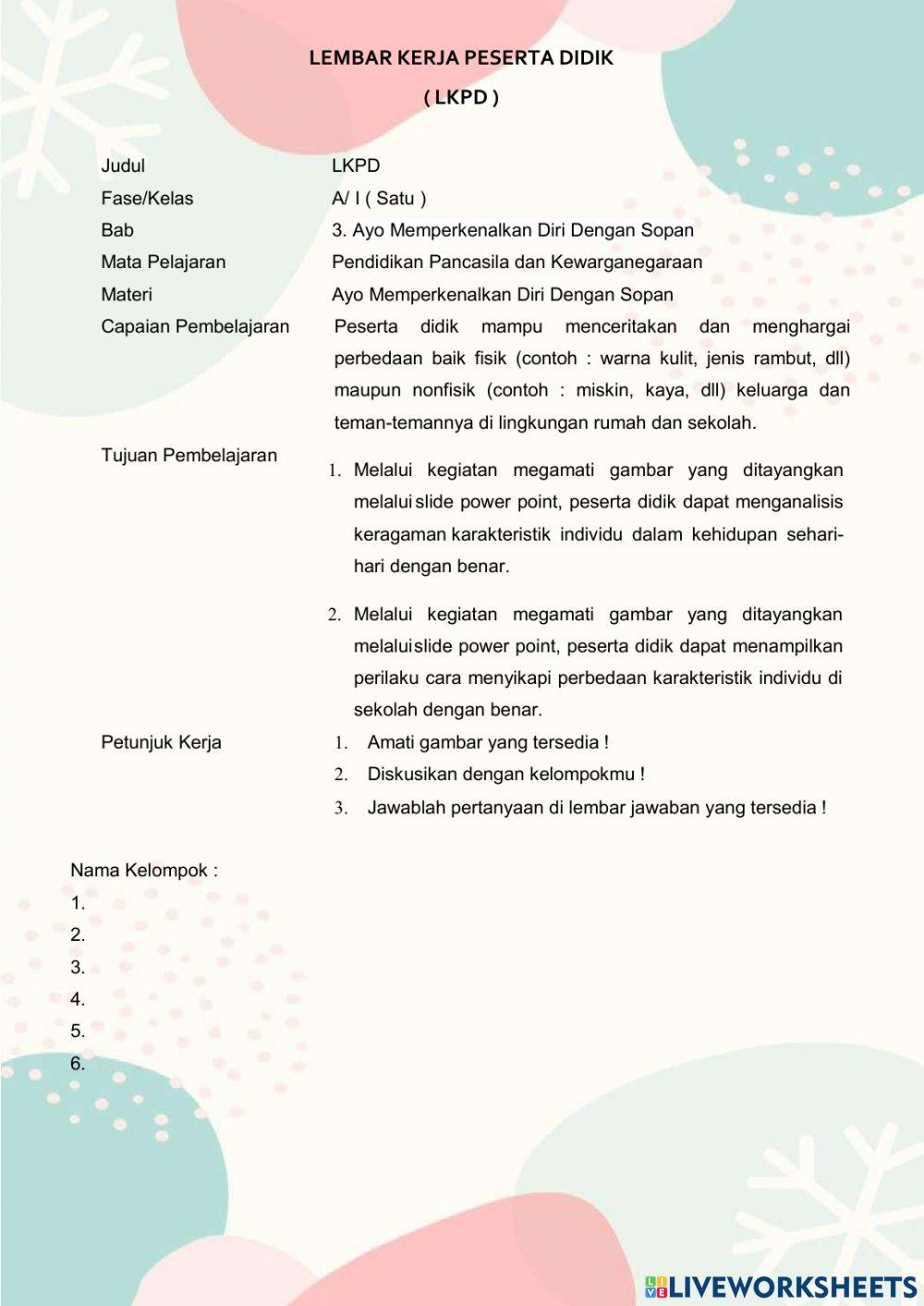 LKPD Keberagaman Karakteristik Individu