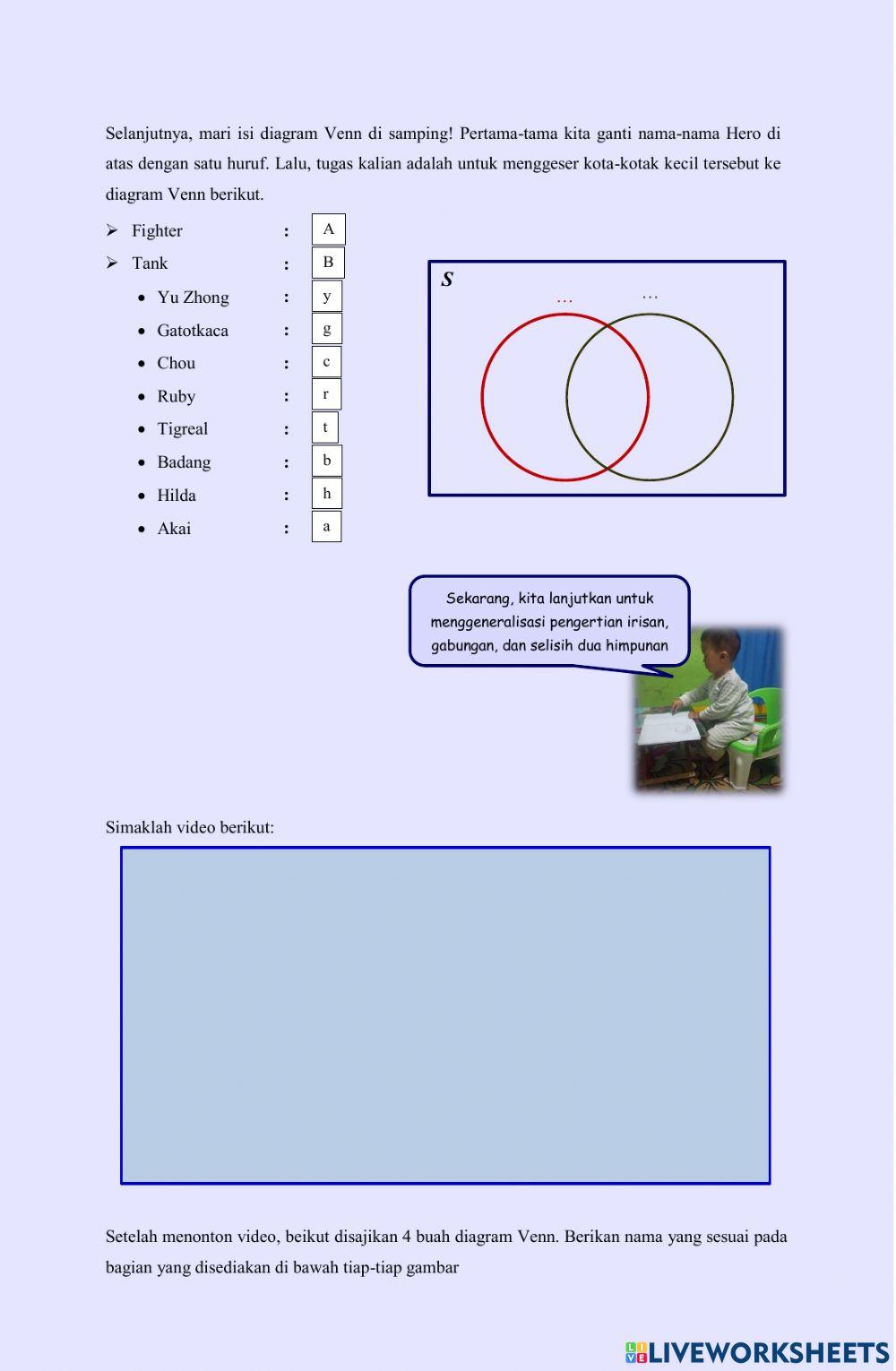 LKPD - Irisan, Gabungan, dan Selisih Dua Himpunan