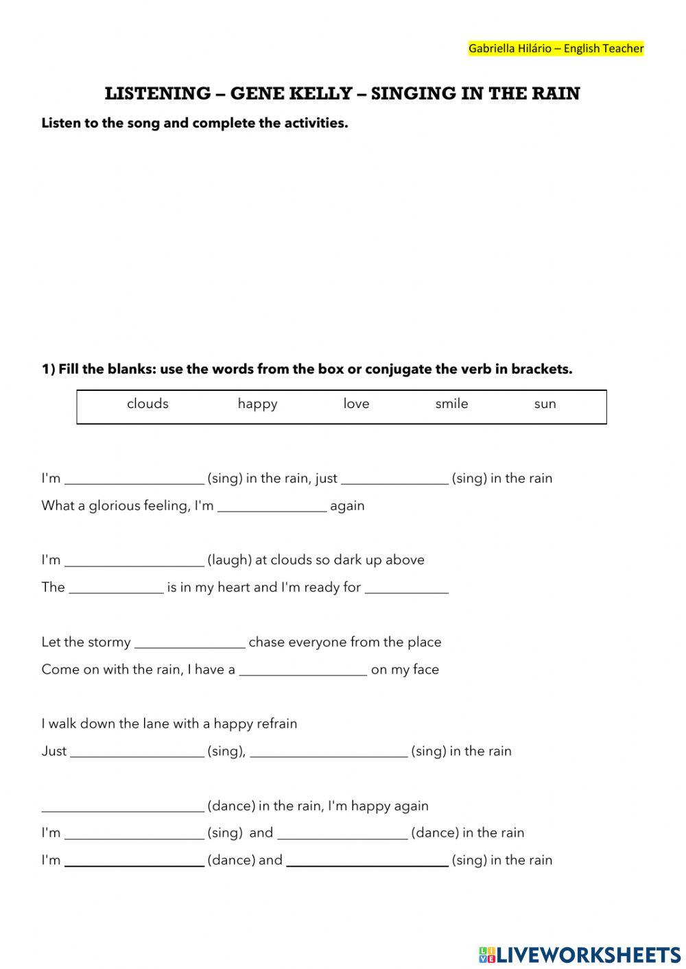 Listening - Singing in the Rai, Gene Kelly - Present Continuous Easy