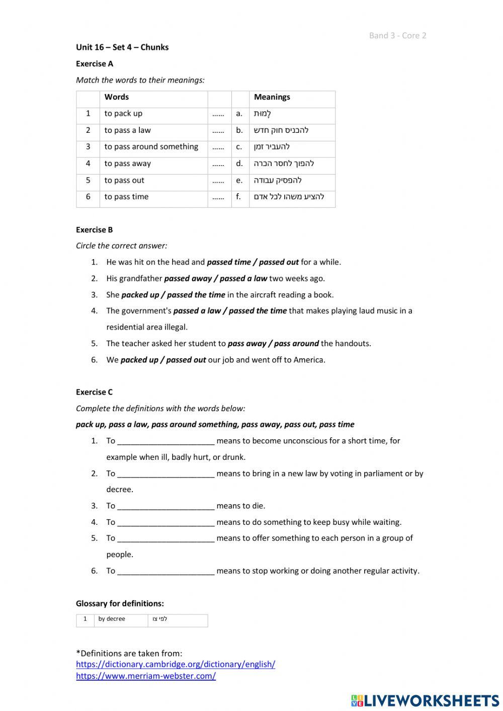 Band 3 (Core 2) - Unit 16 - Set 4