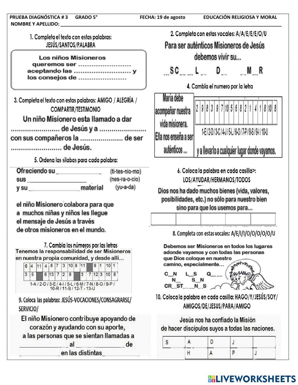 Prueba diagnostica - religión