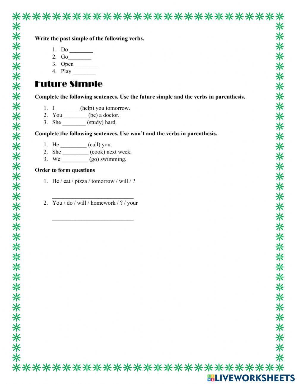 Present, Past, and Future tense
