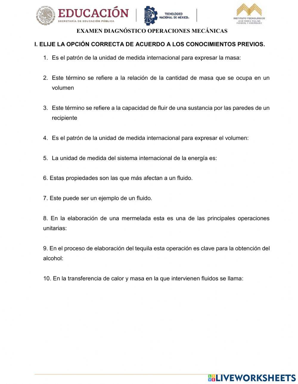 Diagnóstico Operaciones Mecánica