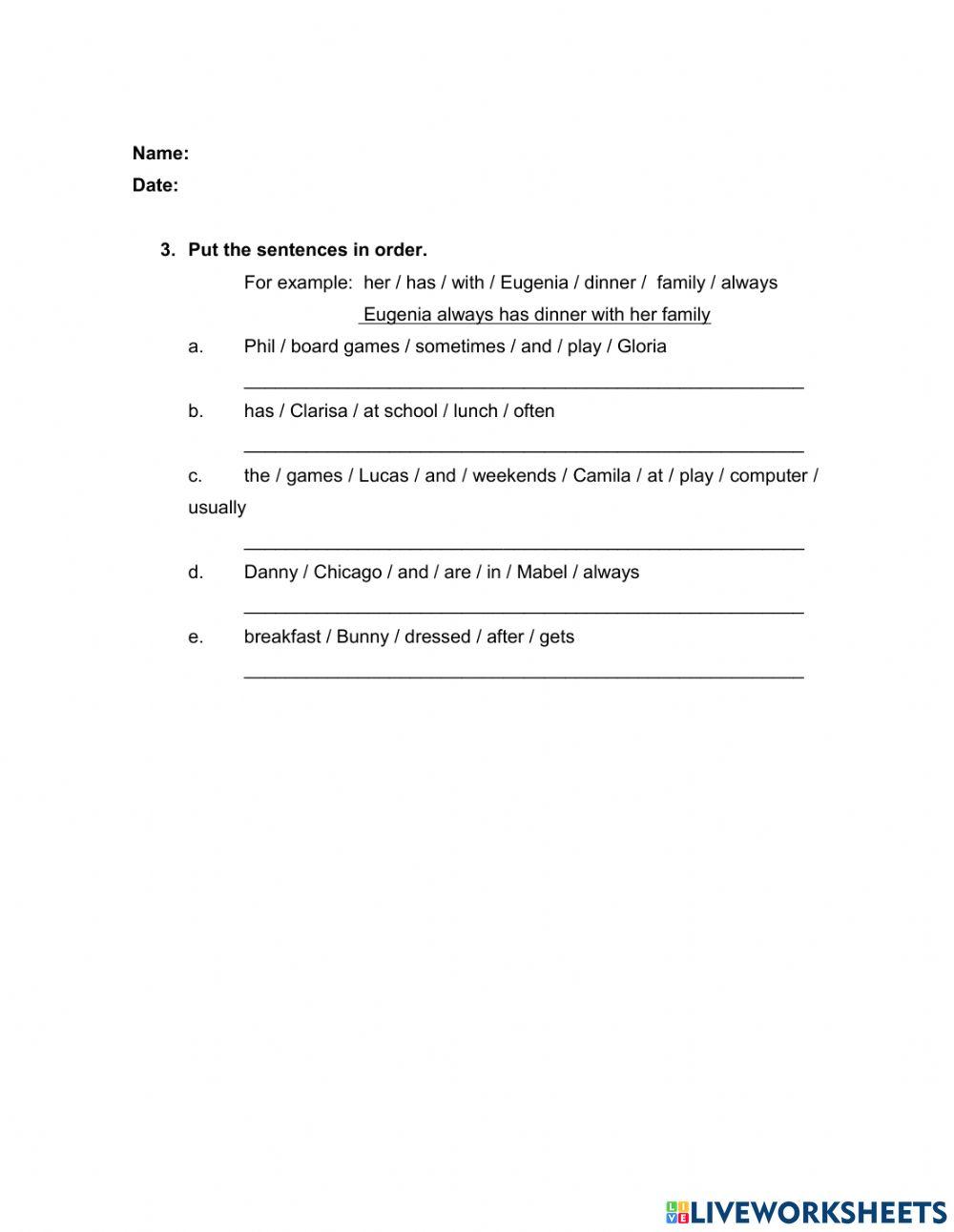 Mock exam present simple