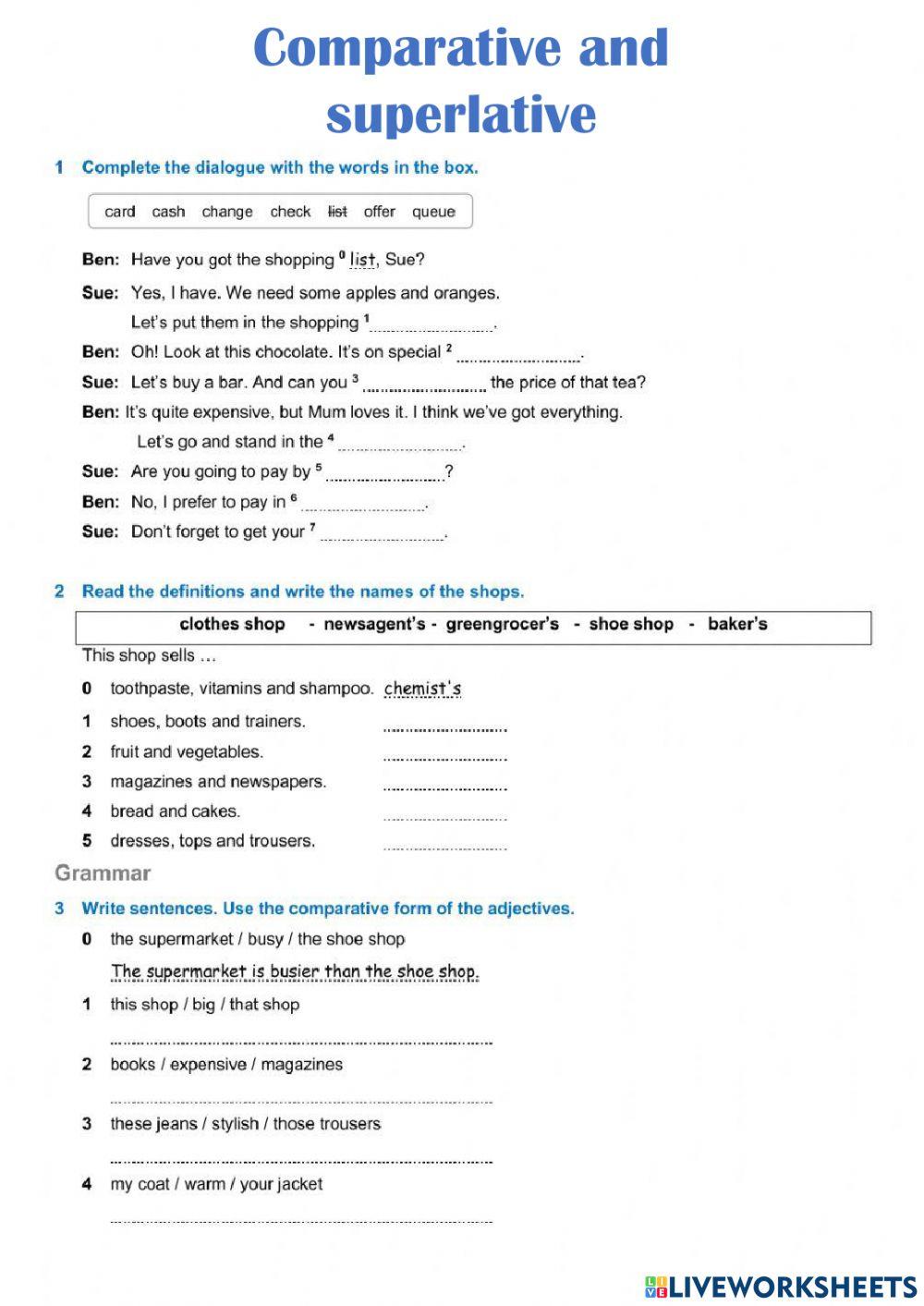Comparative and superlative