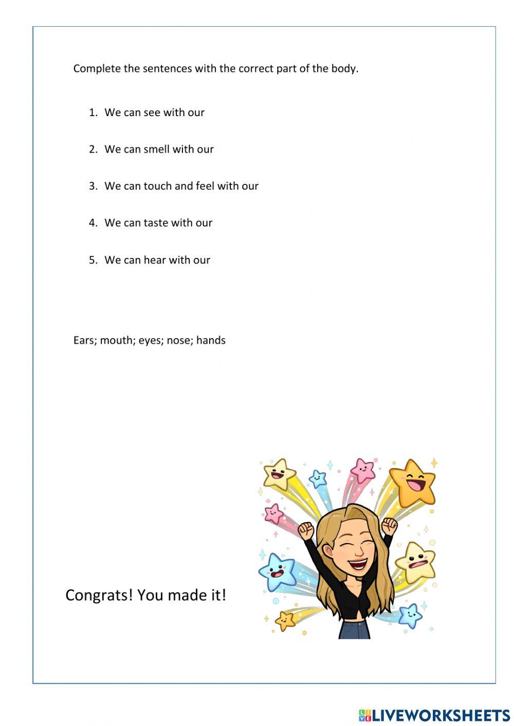 Parts of the body and our senses