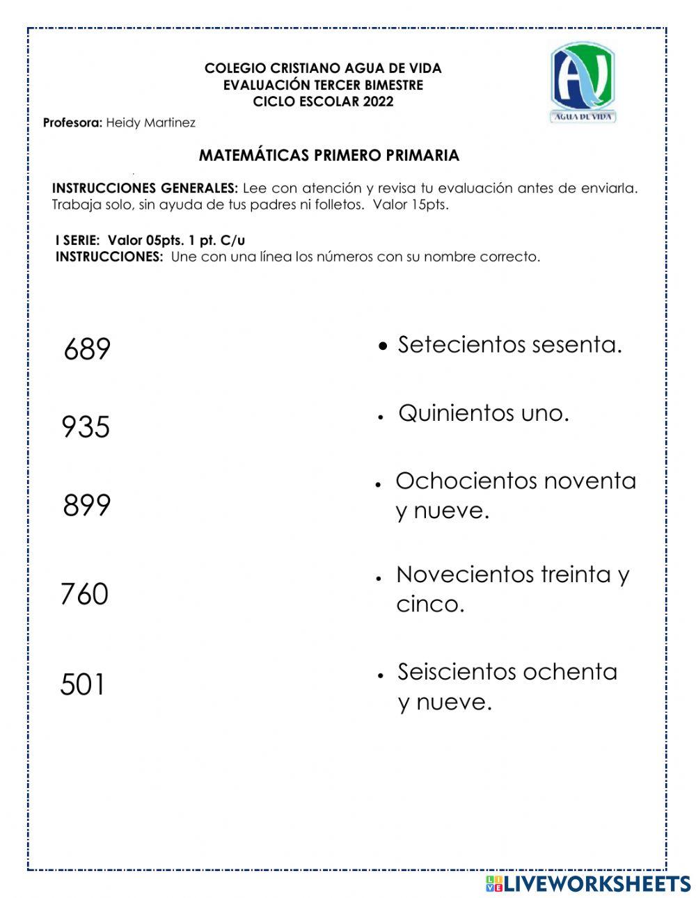Evaluación matemática III