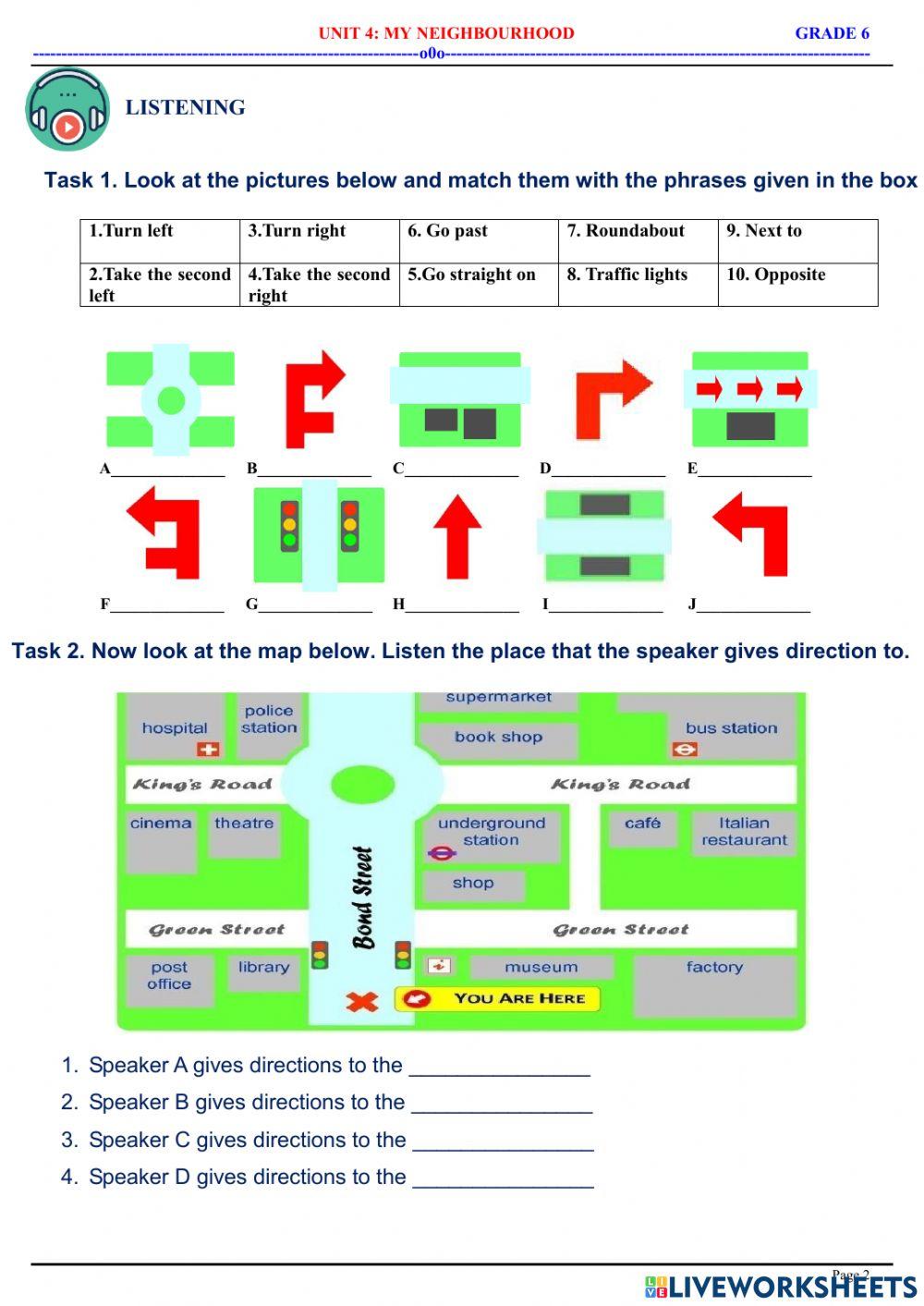 English 6 - Unit 4 - My Neighbourhood - Practice 4