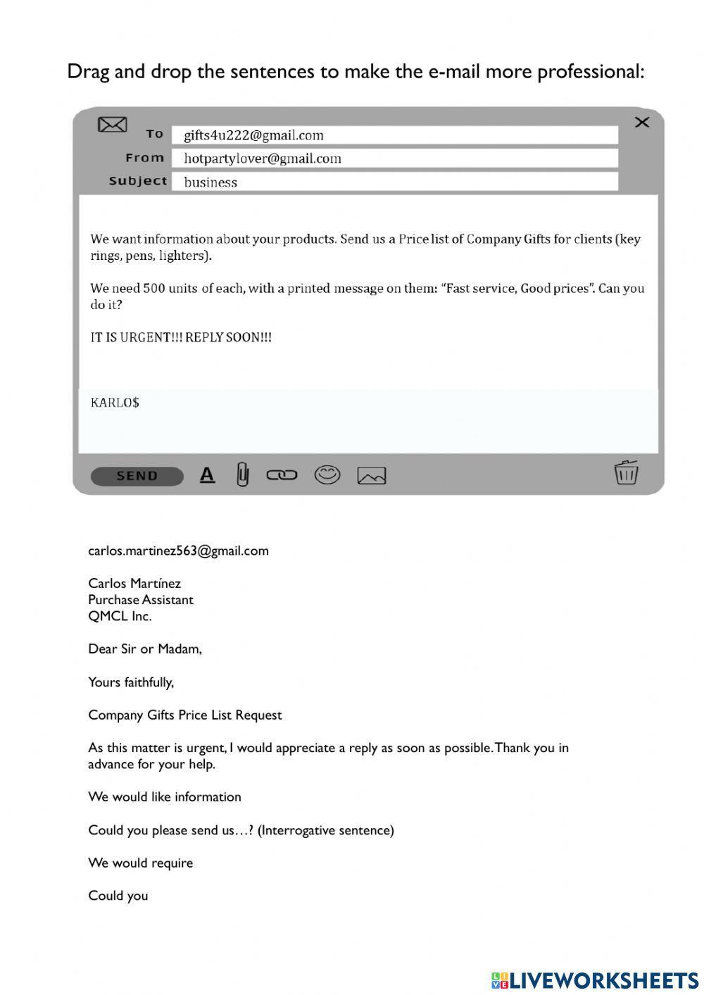 Correct the Business e-mail