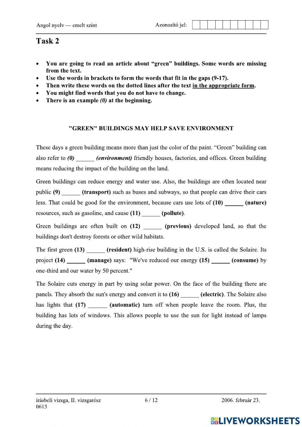 Érettségi 2006 február Nyelvhelyesség