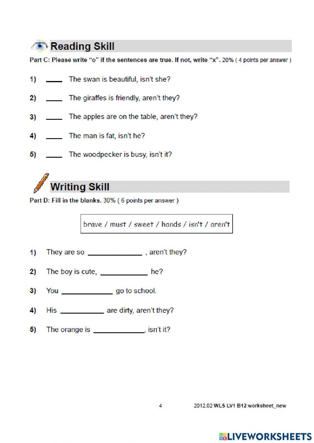 Wls 1 bk12 l2 worksheet | Live Worksheets