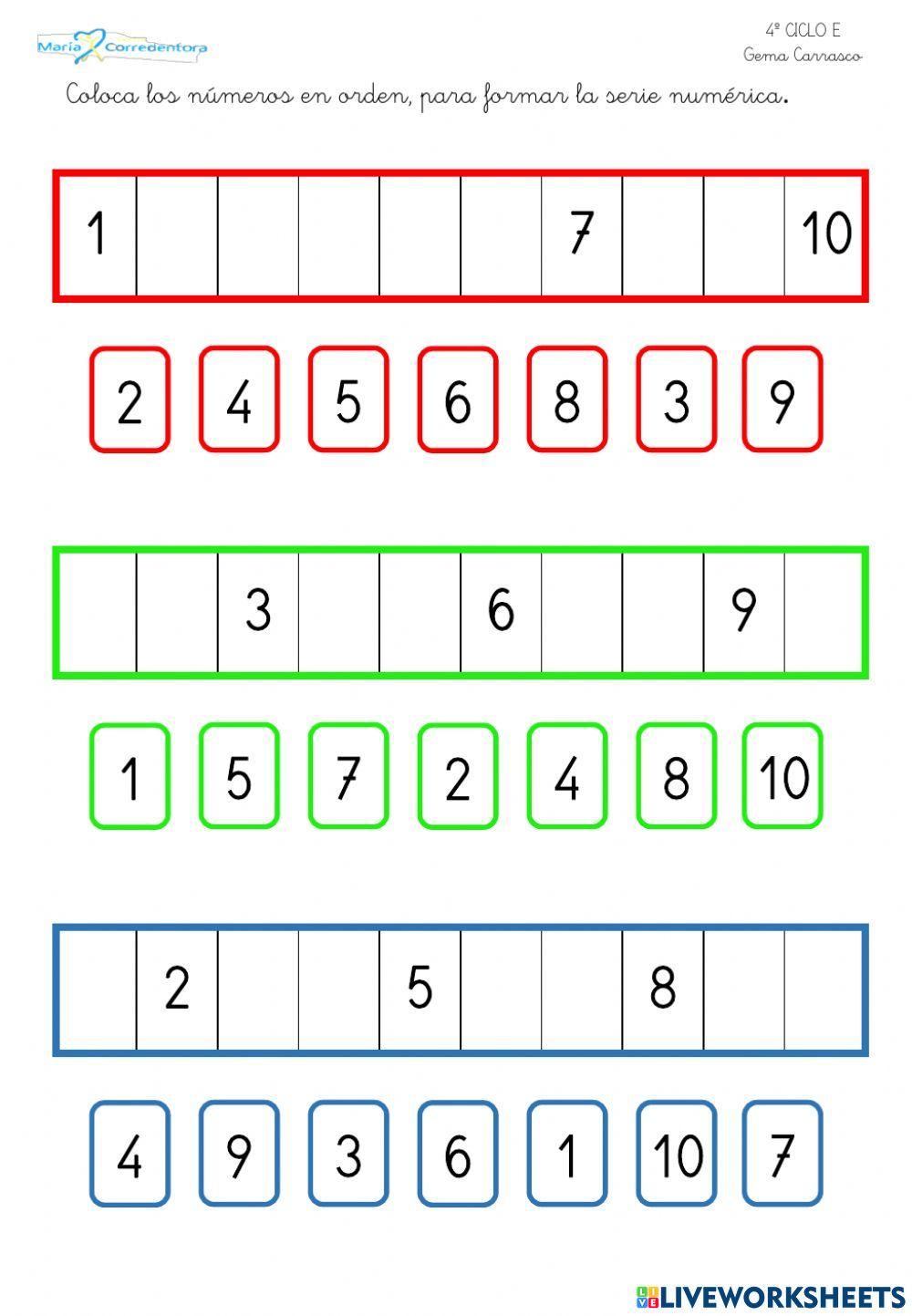Numeros del 1 al 5 serie