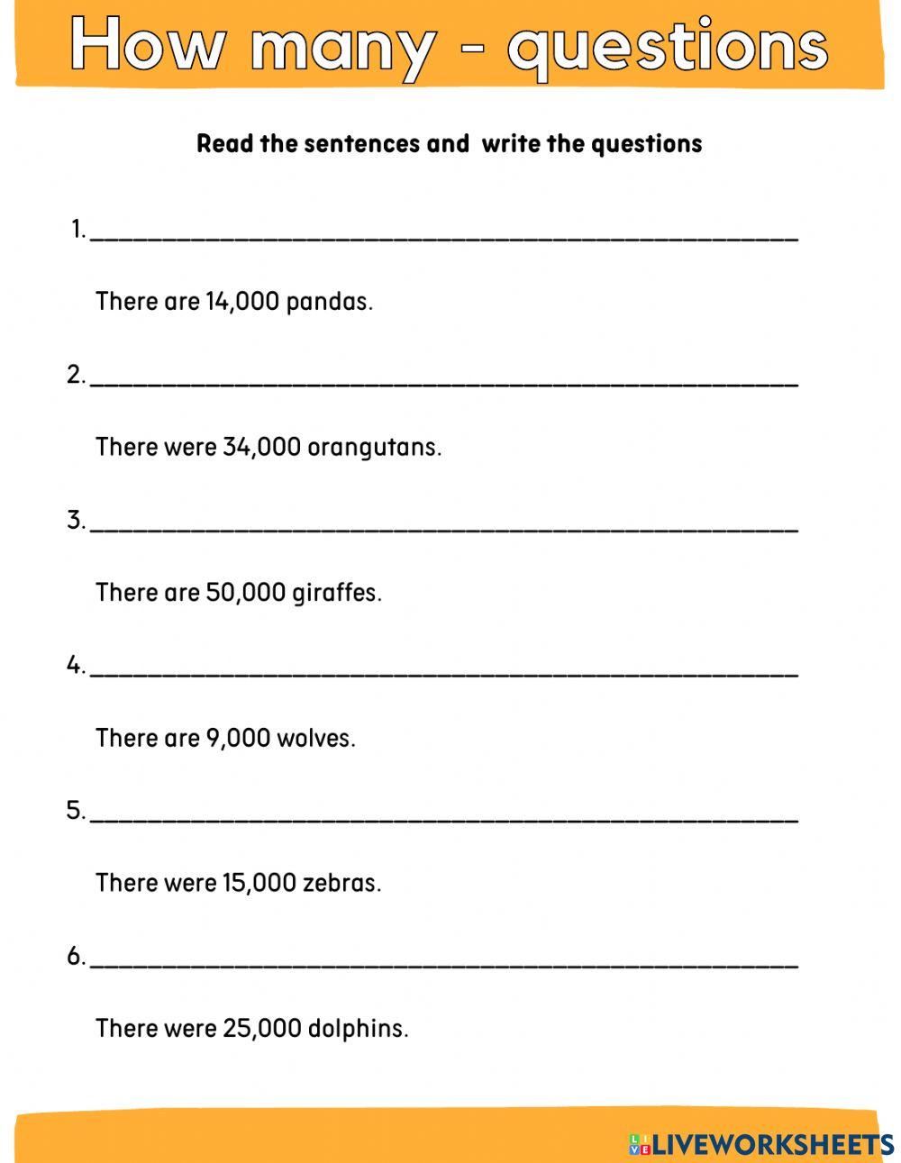 How many - Write the questions