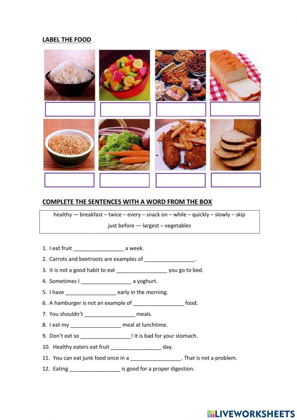 Healthy eaters - Vocabulary