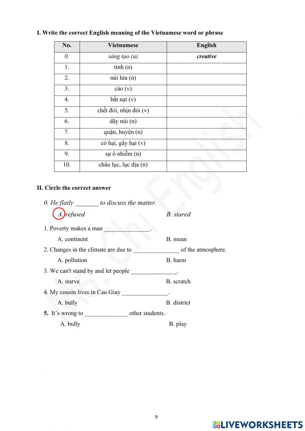 Foreign Teacher-S6-WEEK 2-U1-VOCAB2