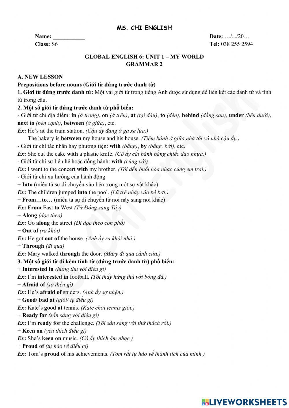 Viet Teacher-S6-WEEK 2-U1-GRAMMAR2