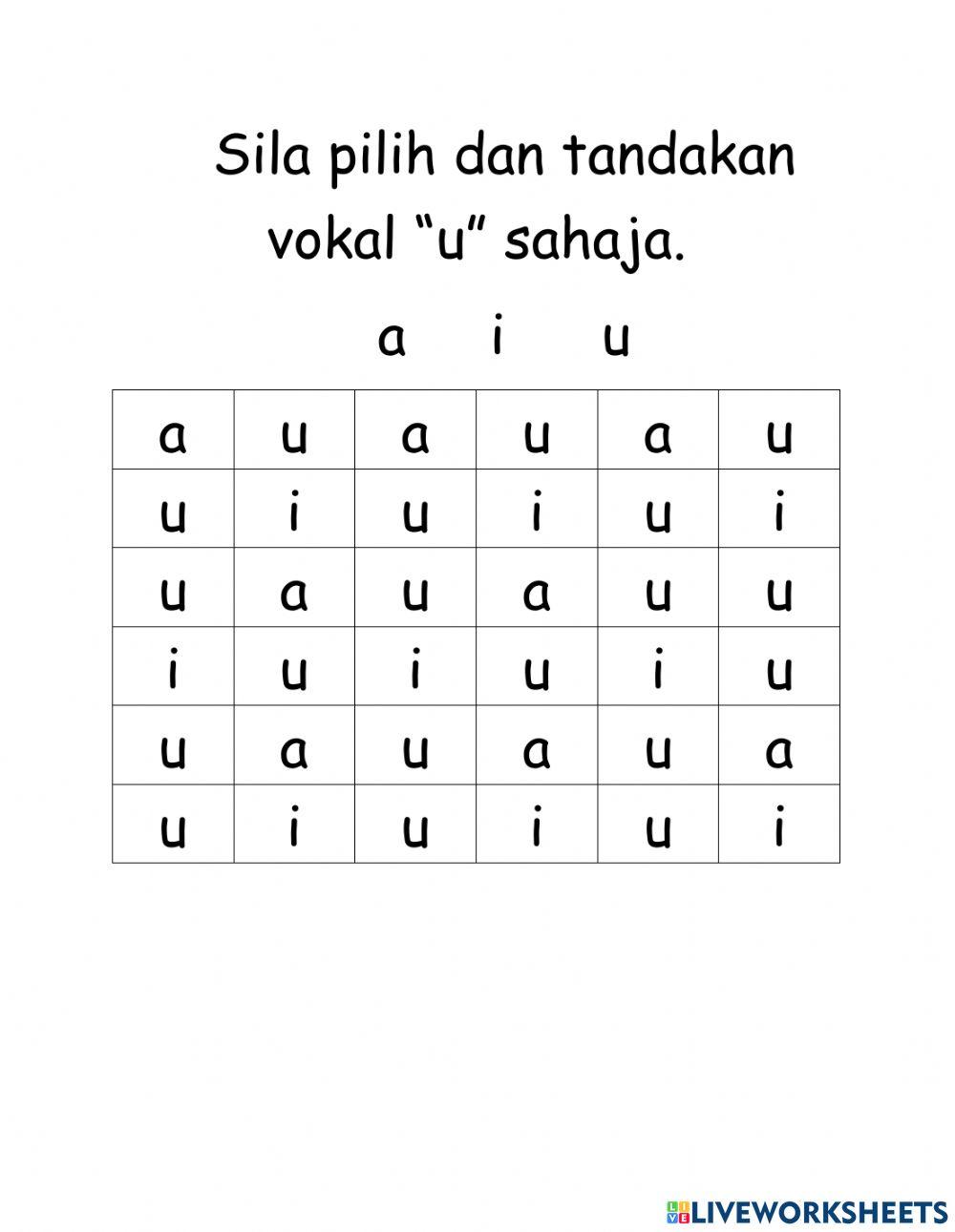 Mengenal bunyi vokal -u-.