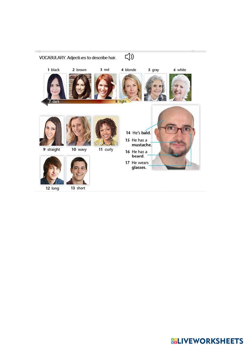 Adjectives to describe hair