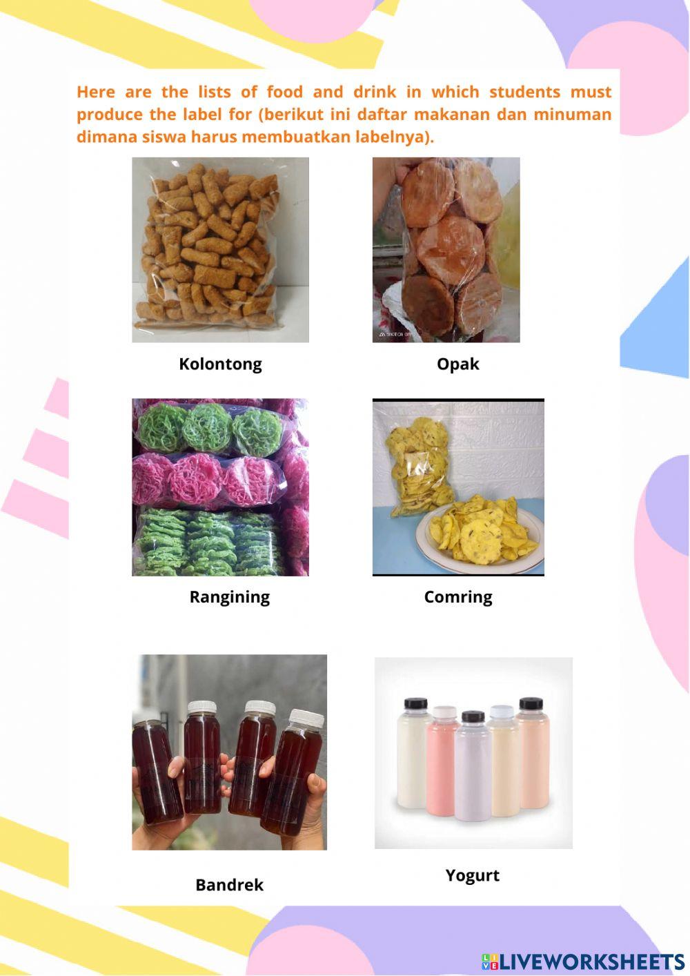 Label of Food , drink, and drugs