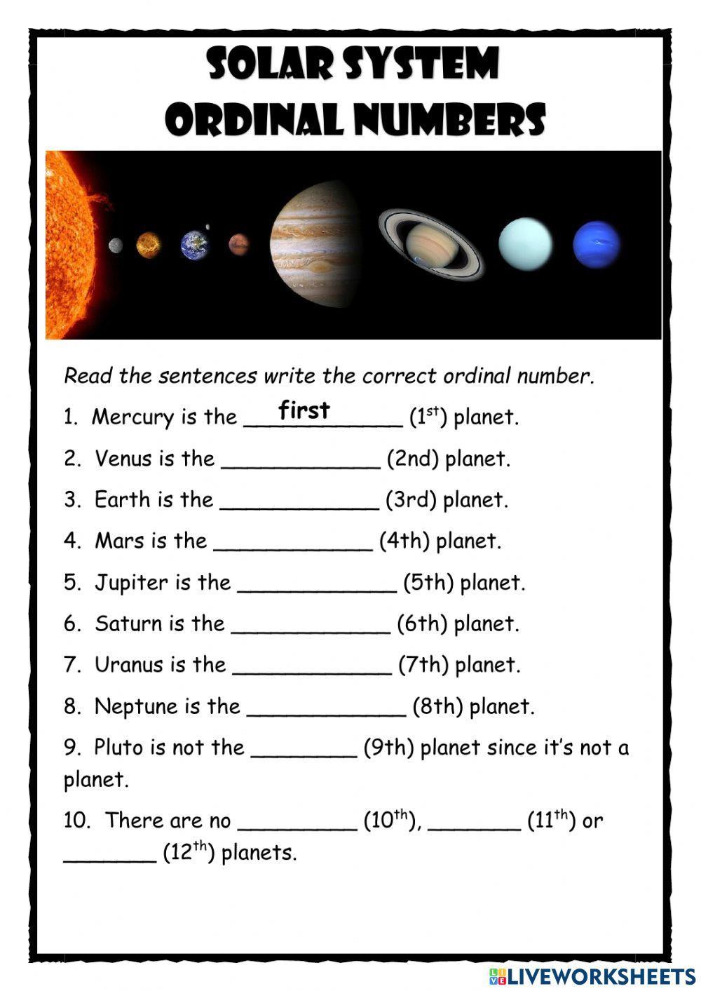 Solar System Ordinal Numbers