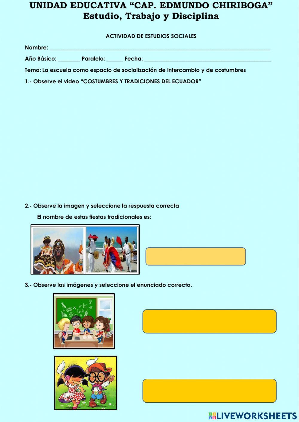 Escuela costumbres y tradiciones