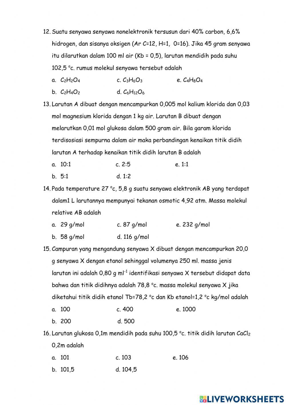 Sifat Koligatif Larutan