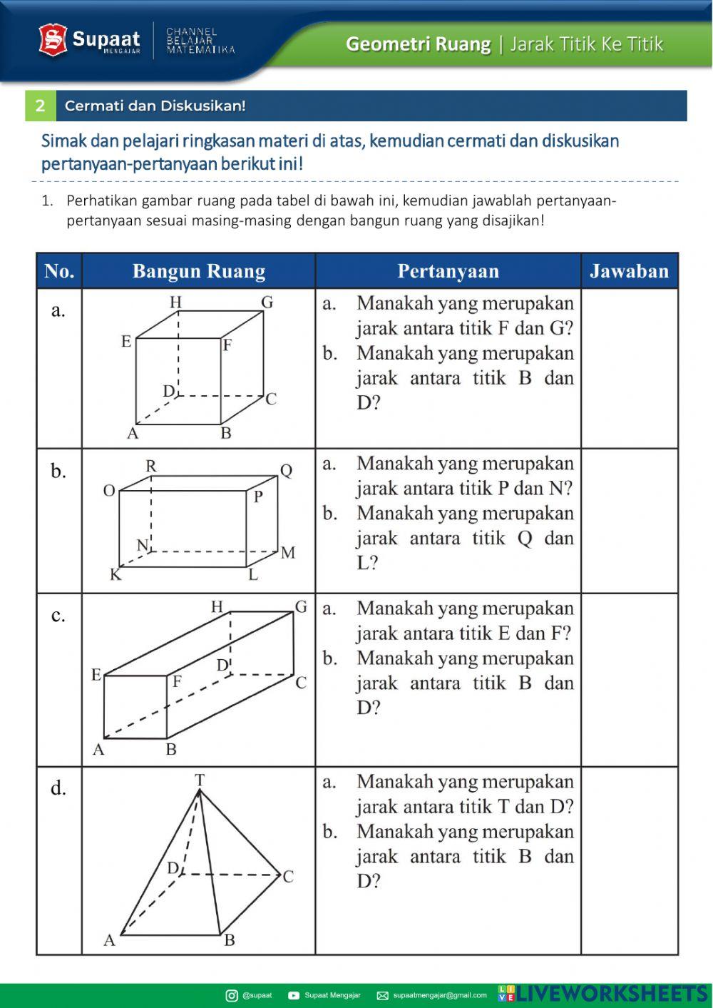 LKPD Geometri Ruang - Jarak Titik Ke Titik