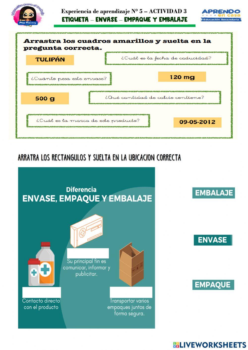 Actividad 4to. A - Etiqueta - Envase - Empaque y Emabalaje