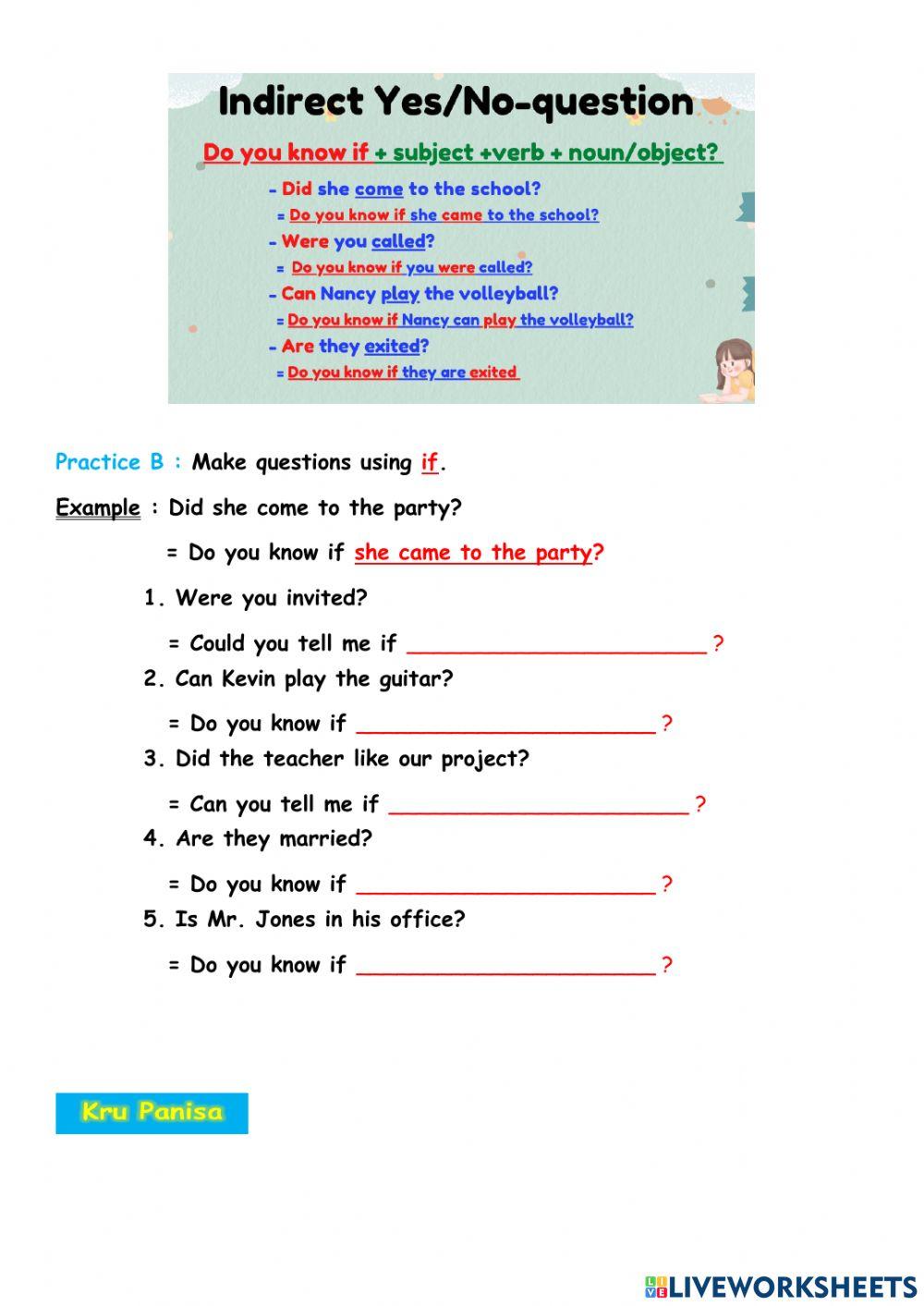 M.4-Unit 3 Grammar- Indirect question