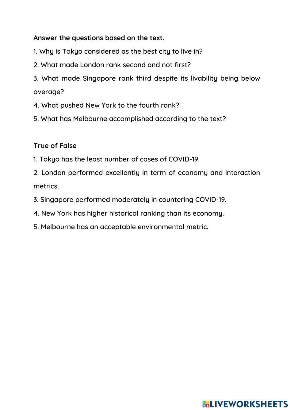 Best cities to live in