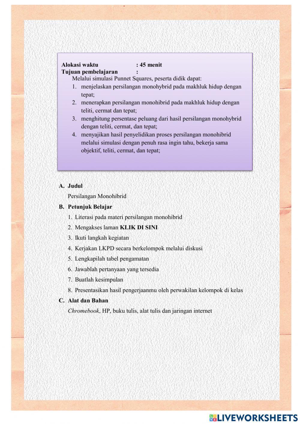 LKPD PERSILANGAN MONOHIBRID