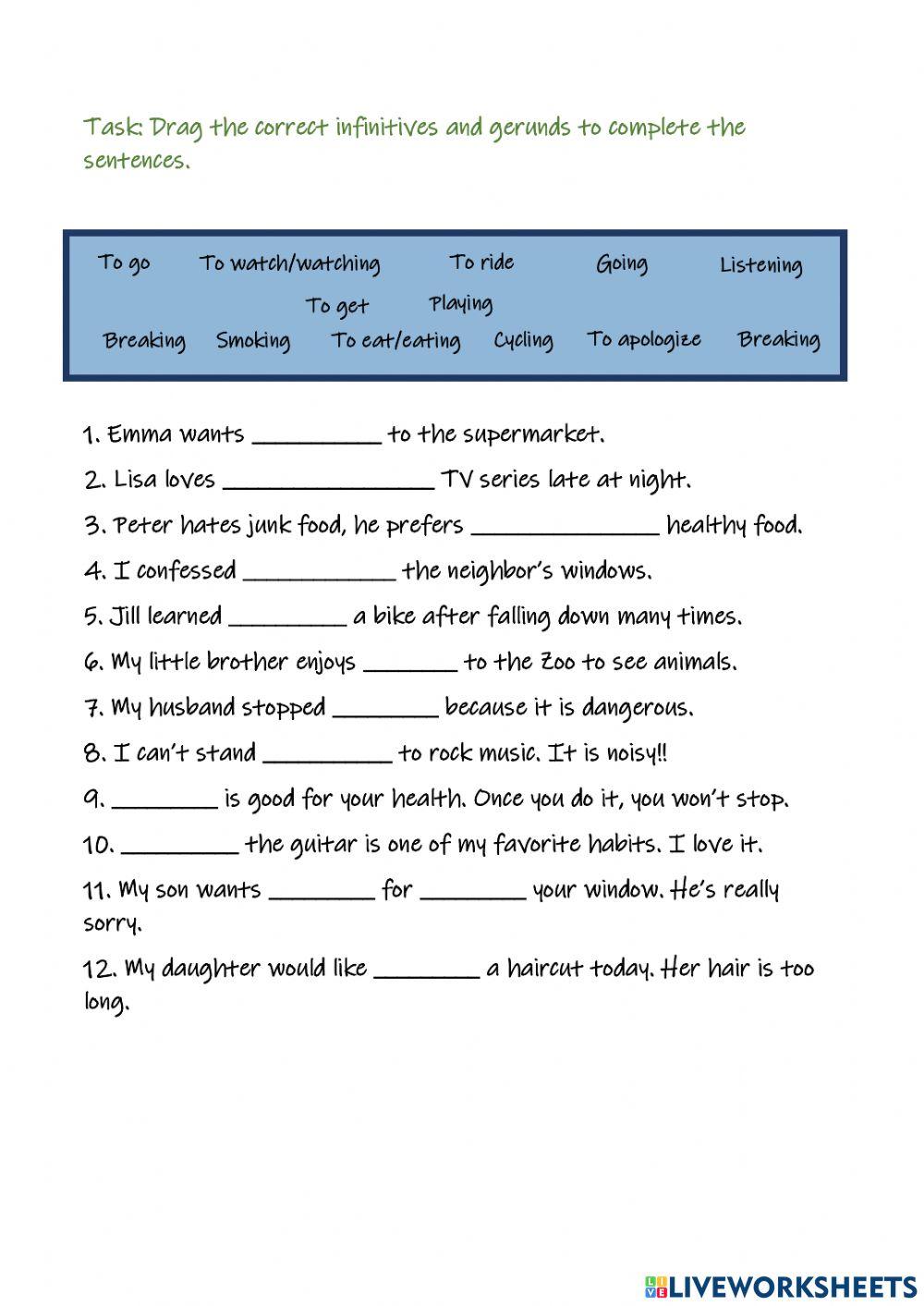 Gerunds and infinitives