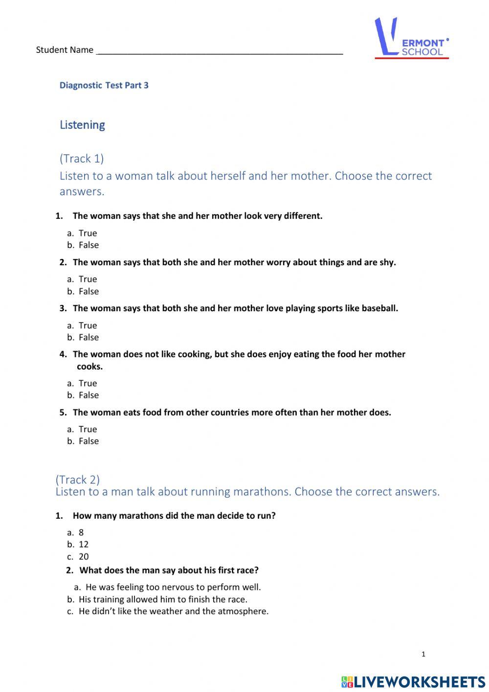 MDS Diagnostic Test Listening Montserrat Garcia
