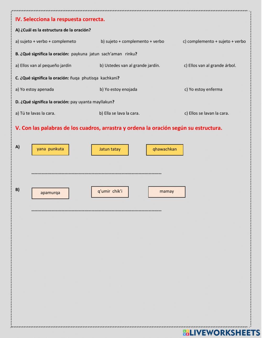 Números y oraciones en quechua
