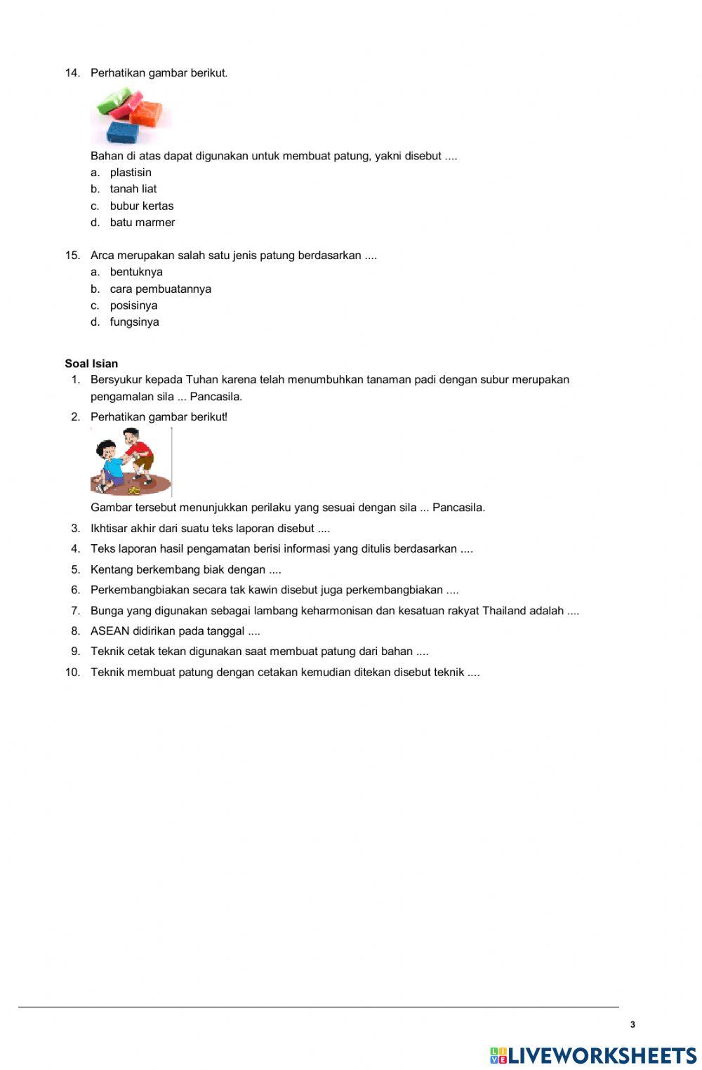 Ulangan Harian Sub Tema 1 kelas 6