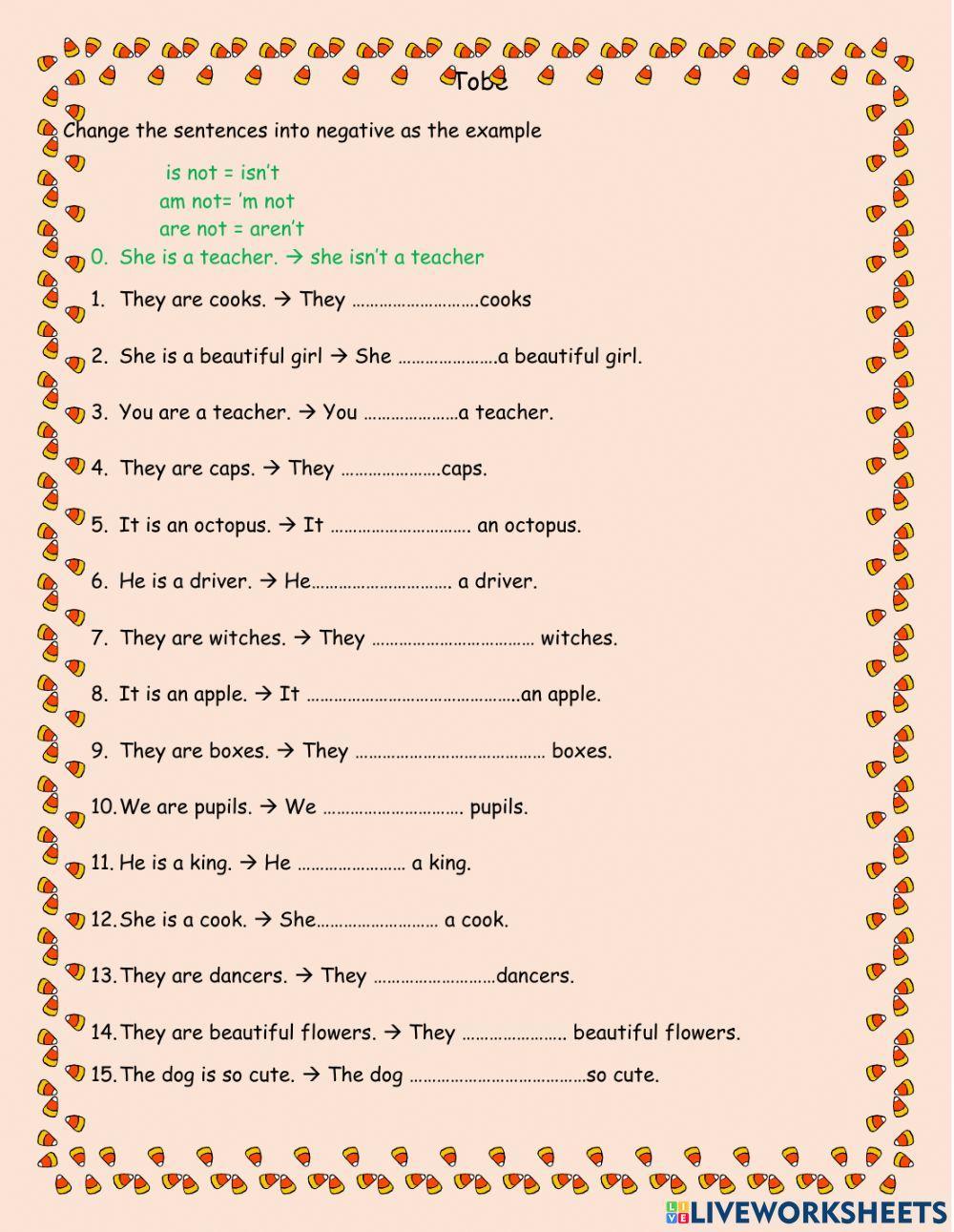 Tobe not- prsent simple