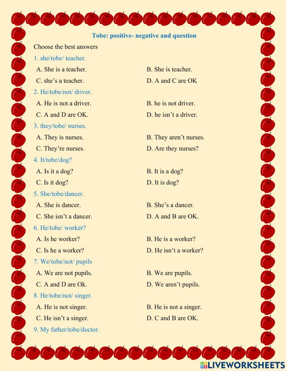 TOBE posidtive-negative-questions