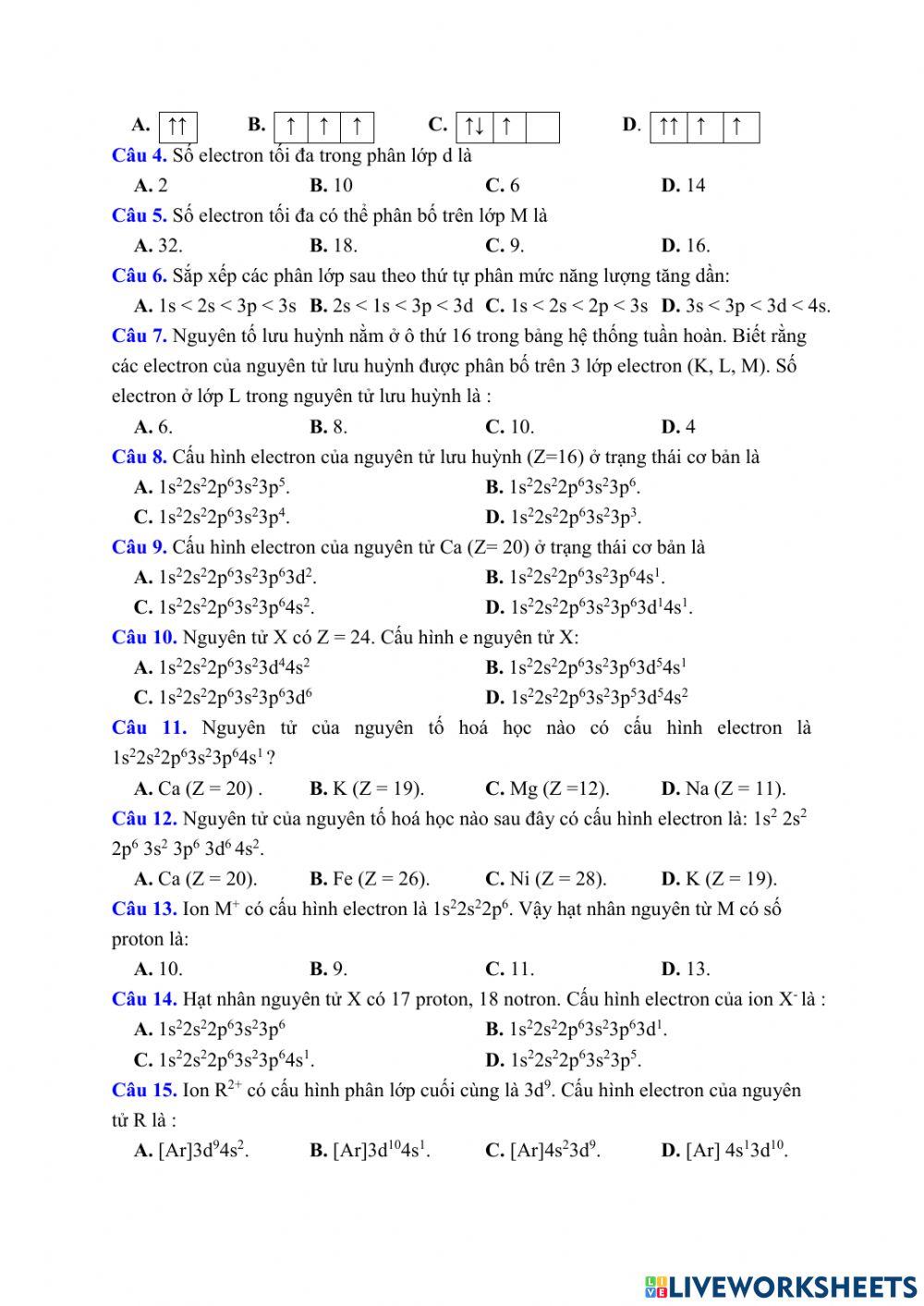 Cấu trúc lớp vỏ electron