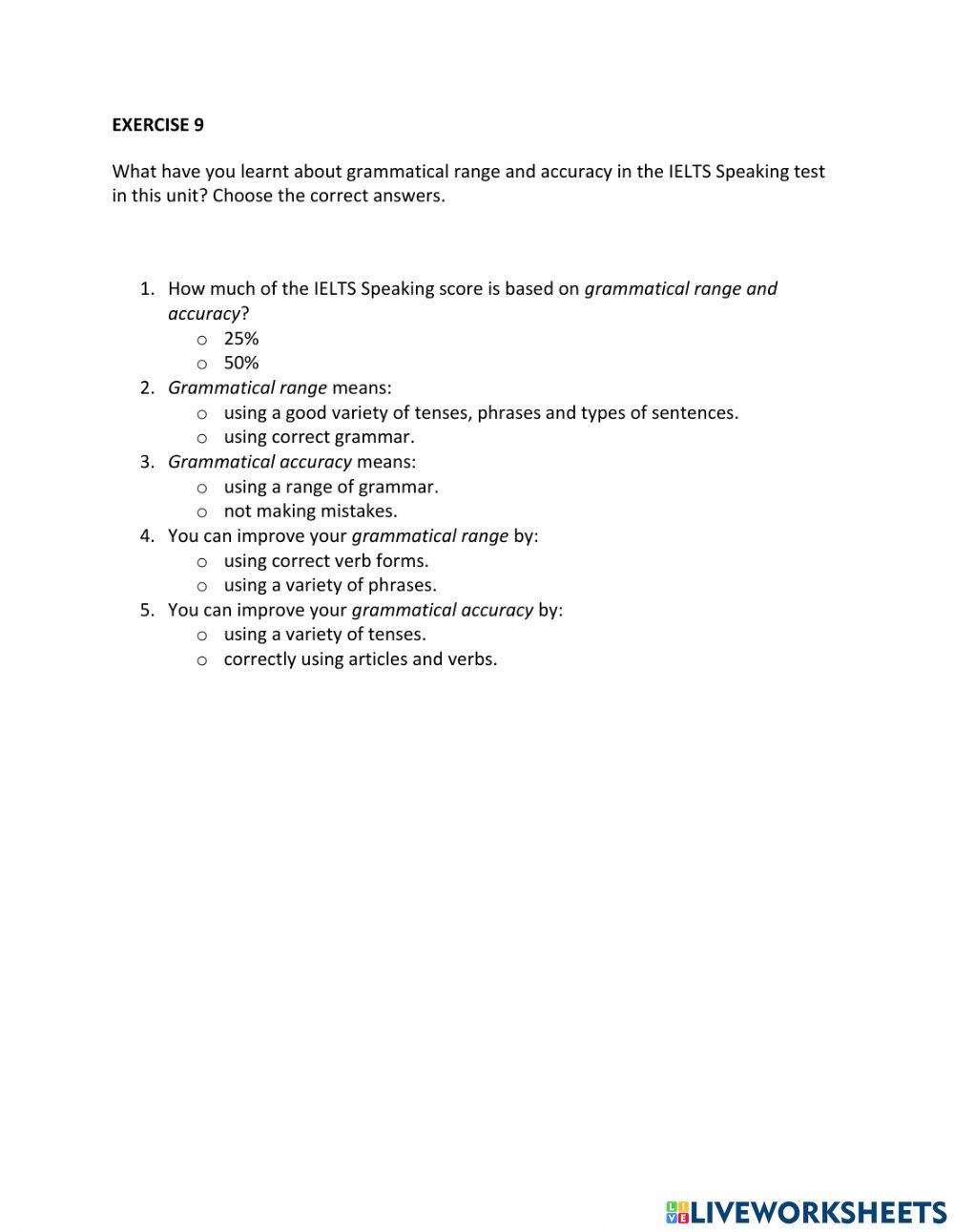 IE1, Unit 3, Speaking, Exercise 9